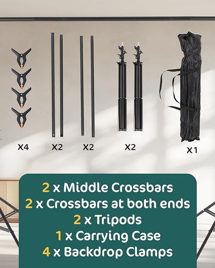 Kate Photo Backdrop Stand 10x8.5ft Adjustable Background Stand Kit for Photography (Indoor/Outdoor) and Party Decorations, Maximum Load 5kg/11lb