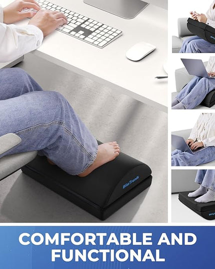 BlissTrends Foot Rest for Under Desk at Work-Versatile Foot Stool with Washable Cover-Comfortable Footrest with 2 Adjustable Heights for Car,Home and Office to Relieve Back,Lumbar,Knee Pain-Black