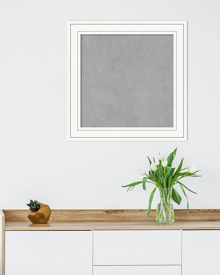 Amanti Art White Framed Magnetic Board 25x25 Medium Vision Board for use with Magnets, 100% Metal Sheet to Display Items as Office Decor or for Home Organization in mudroom, Kitchen or Kids Room