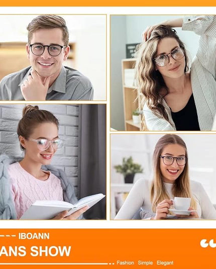 IBOANN Blue Light Glasses for Woman/Men, Fashion Blue Light Glasses Men, Fake Glasses Help Reduce Screen Fatigue