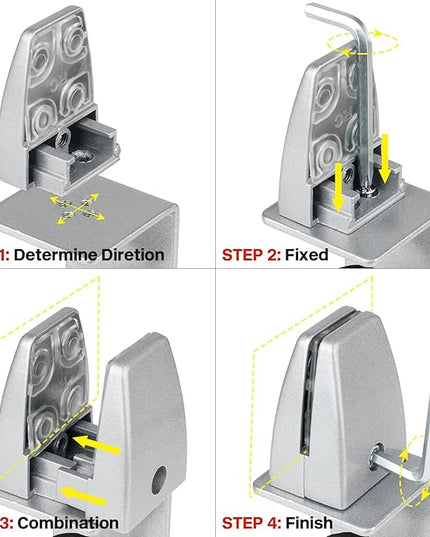 4 Packs Sneeze Guard Support, Aluminum Adjustable Partition Clamp, Acrylic Desk Divider Support, Desk Shield Clamp Privacy Panel for Counter