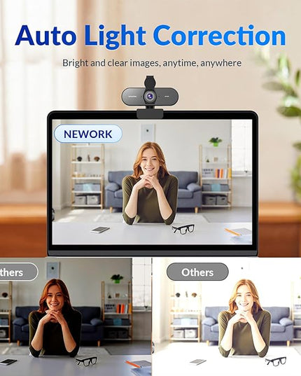 4K Webcam with Sony Sensor, PDAF Autofocus, 1080P@60FPS, 2 Noise Reduction Mics, Auto Light Correction, USB Plug&Play, Privacy Cover, 79°FOV, Streaming Camera for PC, Mac, Laptop, Video Calls