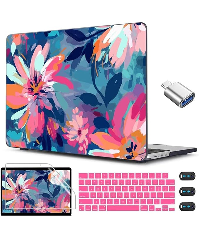 CISSOOK Compatible with MacBook Air 13.6 inch Case 2025 2024 2023 2022 Release M4 M3 M2 Chip A3240 A3113 A2681, Plastic Hard Shell Case &Keyboard Cover& Screen Protector, Muti-Color Painting