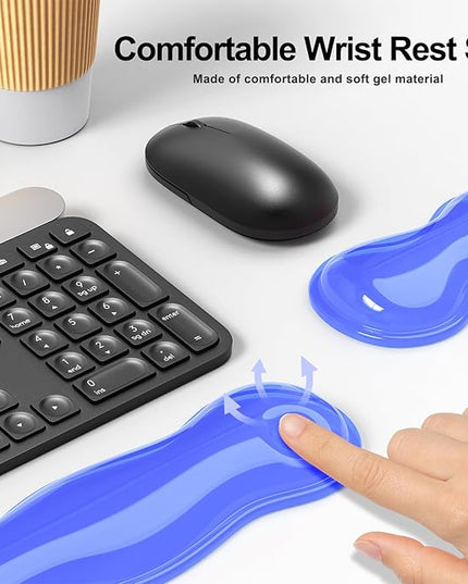 Gel Keyboard and Mouse Wrist Rest Set, Comfort Ergonomic Wrist Support, for Wrist Pain Relief, Computer Keyboard Wrist Rest (Blue)