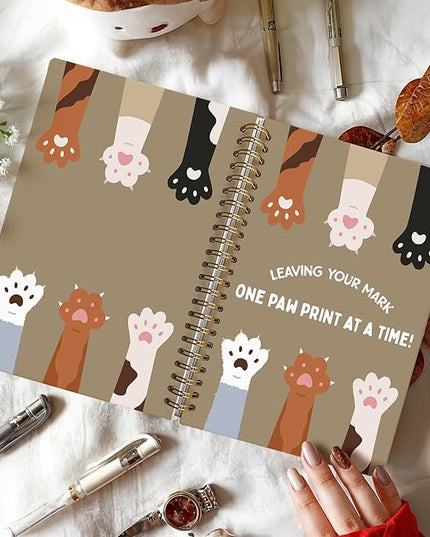 Funny Cat Notebook, Cats Lover Gifts Notebooks for Note Taking, Cat Mom Lady Gifts for Women Journal, Leaving Your Mark Cute Kitten Paws Journals for Writing, 5.5x8.3 Inch
