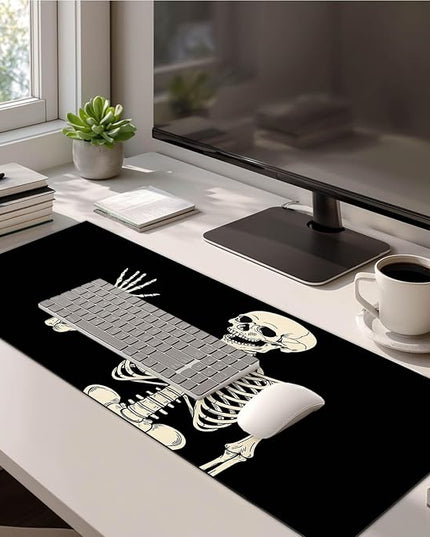 Mouse Pad Gaming Mousepad 31.5 x 11.8 Inch Large Keyboard Desktop Mat Diatomite XL Mouse Pad for Home and Office Desk Accessories with Cartoon Skeleton Line Art Design