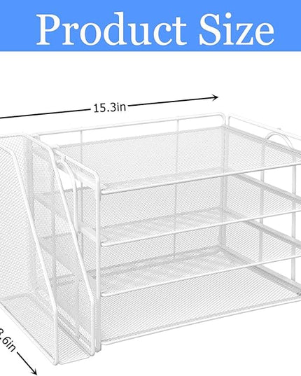 gianotter 4-Tier Paper Organizer With Magazine Holder, Desk Organizers and Accessories, Desk Accessories & Workspace Organizers, File Organizer for Office Supplies Storag (White, 4-Tier)