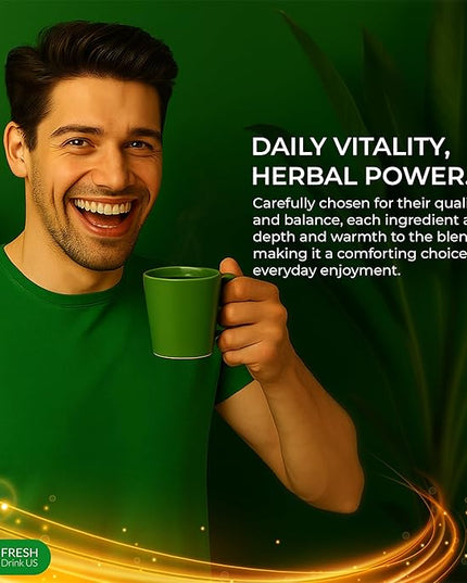 FreshDrinkUS, 24 Packs of Premium Herbal Support Tea – Ginseng Six Treasure Blend, 9 Powerful Ingredients, 10g/Bag – Men's Wellness Tea with Ginseng and Five Treasure Aid Root.