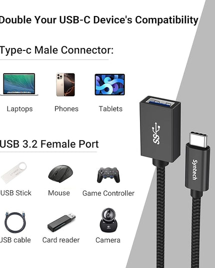 Syntech USB C to USB Adapter, 2 Pack USB C to USB 3, Type C to A, Thunderbolt 3 to USB Female Adapter OTG Cable Compatible with iPhone 17/Air/16/15 Pro Max, iPad mini 6, MacBook Pro, Air and More
