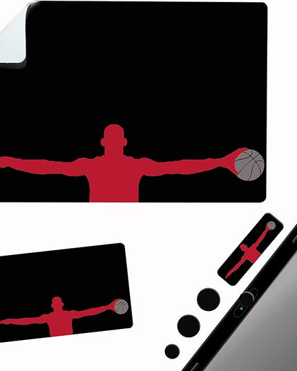 Mouse Pad Adhesive Bottom - Sticks to Any Surface - Portable - Webcam Covers and Screen Cleaner Included (Basketball)