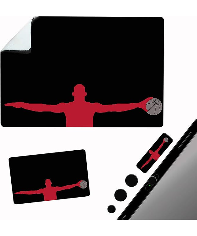 Mouse Pad Adhesive Bottom - Sticks to Any Surface - Portable - Webcam Covers and Screen Cleaner Included (Basketball)