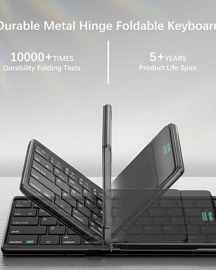 Nillkin Upgraded Foldable Bluetooth Keyboard with Touchpad & Number Pad, Portable Wireless Keyboard for Travel, Pocket-Sized, Full Size Keys, Support 3 Devices for iPad Laptop Tablets Phone, Black