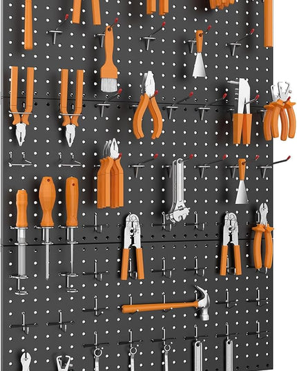 WALMANN Metal Pegboard Panels for Wall Garage Tools Storage Pegboard for Garage, Workbench, Modular Peg Board Tool Organizer Board (Black 12"*24", Pack of 3)