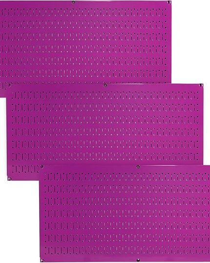 Wall Control Pegboard Value Pack - (3) Pack of Wall Control 16-Inch Tall x 32-Inch Wide Horizontal Purple Metal Wallboards for Home & Garage Tool Storage Organization (Purple Pegboard)