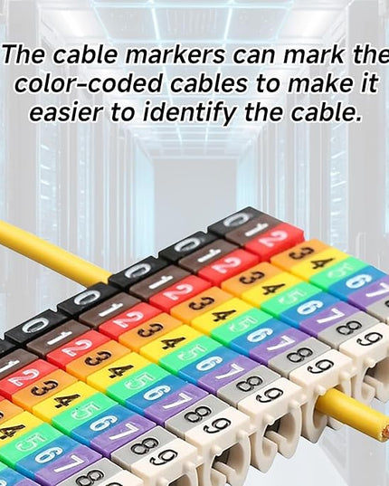Wire Number Tube Cable Marker, 0.3 x 0.2in Colorful Clip on Wire Marker, Digital Number Wire Numbering Marker, Plastic Cable Numbering Marker Tube for Wires Management, 100Pcs