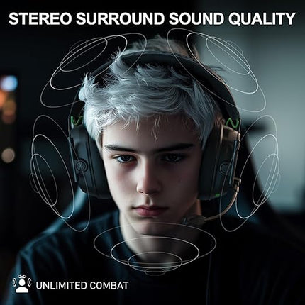 Wireless Gaming Headset for PS5, PS4, PC, Switch – 2.4GHz & Bluetooth Gaming Headphones with Mic, 3D Stereo Surround Sound, 20ms Low Latency, ENC Noise Canceling, RGB Light, 50H Battery