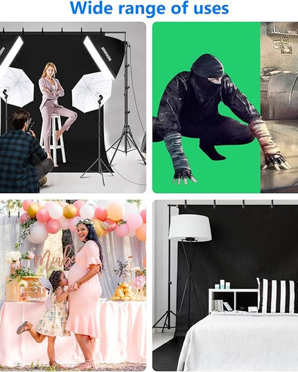NEEWER Photography Continuous Lighting Kit with Backdrops, 8.5x10ft Stands, 5700K 800W Equivalent 24W LED Bulbs Umbrellas Softboxes Cleaning Cloth, Photo Studio Light Kit for Video Recording Streaming