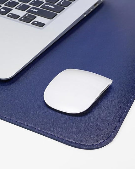 AFIING Dual-Sided Desk Pad, Natural Cork & PU Leather Large Mouse mats for Office and Home Work, Desk Protector Non-Slip, Waterproof, Easy Clean (Blue, 23.6" x 13.7")