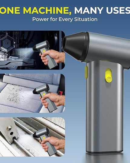 Compressed Air Duster, 130000RPM Brushless Motor, Super Power Air Duster Electric, Aluminum Alloy Body, Dust Blower with Fast Charging for Car, Computer, Keyboard, Outdoors and House