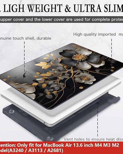 CISSOOK Compatible with MacBook Air 13.6 inch 2025 2024 2023 2022 Release M4 A3240 M3 A3113 A2681 M2, Floral Hard Shell Case Keyboard Skin Cover Screen Protector - Abstract Oil Painting