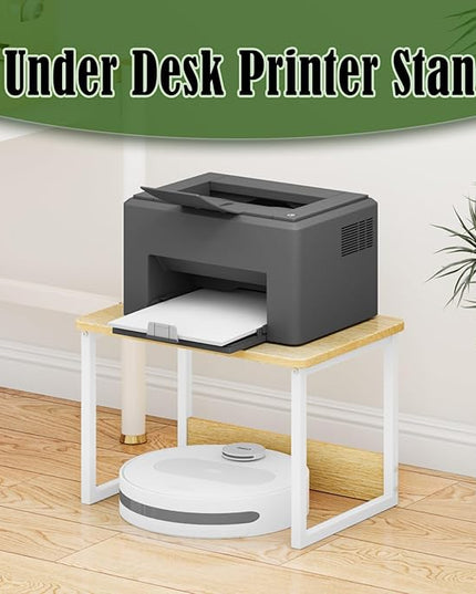 MARTY Printer Stand with Storage for Desk, Desktop Printer Stand Shelf Organzier for Home/Office Heavy Duty Printer Riser Under Desk Small Printer Table for Fax Machine Copier Scanner(Maple)