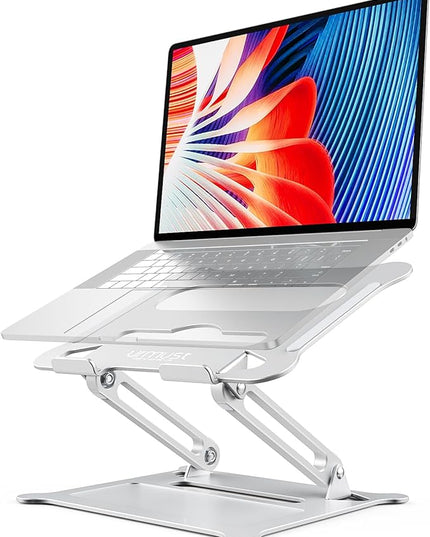 Urmust Laptop Notebook Stand Holder Adjustable Ultrabook Stand Riser Portable Compatible with MacBook Air Pro HP Dell XPS Lenovo All laptops 10-15.6"(Silver)