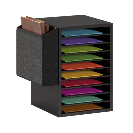 Unionly 10Tier Adjustable Mail Sorter,Wood Paper Organizer for Class,Office