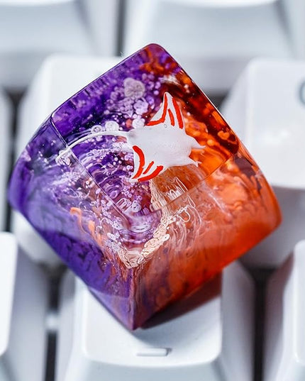 Manta Ray Artisan Keycap Orange Purple Ocean Coral R1 SA Profile Custom Sea Creatures Keycaps 1U ESC Handmade Gaming Resin Key Cap Cherry MX Switch Compatible Mechanical Keyboard Manta Ray Lover Gift