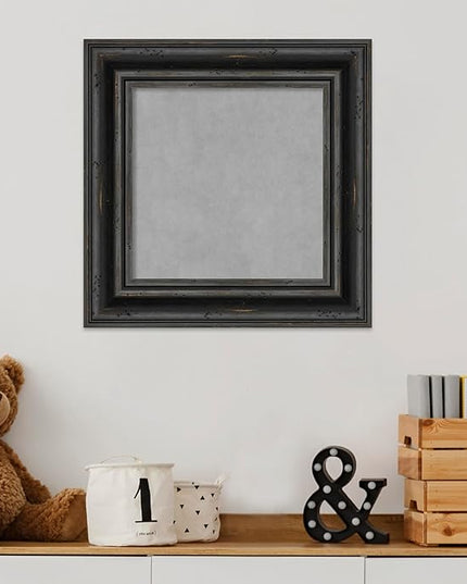 Amanti Art Black Framed Magnetic Board 17x17 X-Small Vision Board for use with Magnets, 100% Metal Sheet to Display Items as Office Decor or for Home Organization in mudroom, Kitchen or Kids Room