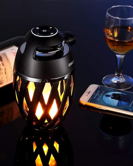 Led Flame Table lamp, Torch Atmosphere Bluetooth Speakers&Outdoor Portable Stereo Speaker with HD Audio and Enhanced Bass,LED flickers Warm Yellow Lights BT4.2 for iPhone/iPad/Android