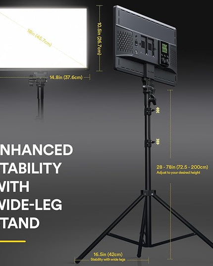 RALENO LED Video Panel Light, 2-Pack 18" 45W Photography Lights with 78'' Stand & Remote for Video Recording TikTok YouTube Streaming, CRI97+ Bi-Color 3200-5600K Studio Lighting