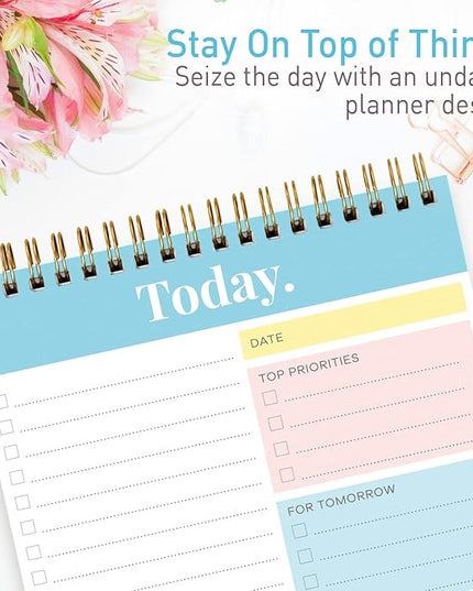 Sweetzer & Orange Daily & Weekly To Do List Notepad – Undated Work Planner & Organizer with Wish List Section, 52-Sheet Coiled Task Pad for Productivity – TURQUOISE To Do List Notebook for Work
