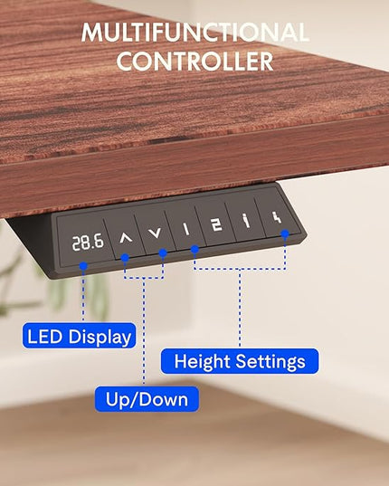 FLEXISPOT EN1 Essential Adjustable Height Desk Electric 40 inch X 24 inch Whole-Piece Desktop Small Standing Desk Ergonomic Memory Controller (White Frame + 40 inch Mahogany Desktop)