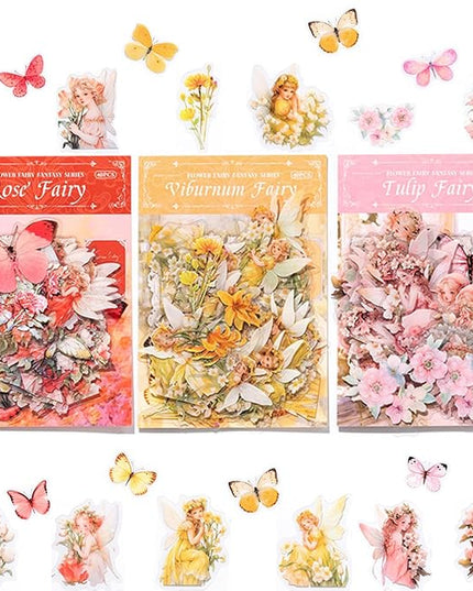 SIBLYMONA Vintage Fairy Stickers 120Pcs Transparent Stickers for Scrapbooking Journaling, Floral Butterfly Cottagecore Junk Journal Scrapbook Supplies, Rub On Transfers for Crafts (120, Pink)