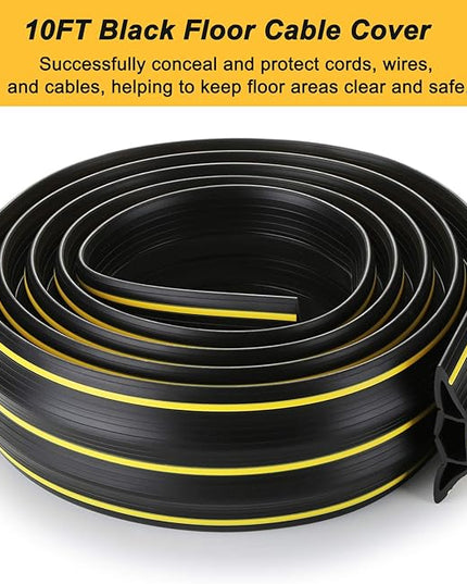 AGPTEK Heavy Duty Floor Cable Cover Cable Protector, 10 Ft Floor Cord Protector 3 Channels Floor Cord Cover (Mid Channel 0.93") Contains Cords, Cables and Wires, Good for Office, Home, or Outdoor