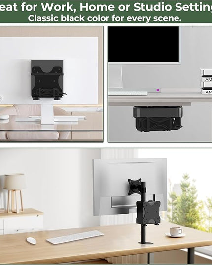 Adjustable Thin Client Mini PC Vesa Mount to Wall, Under Desk, Attached to Monitor Arm and Stand Pole for HP, Dell, Bosgame Ryzen 5, GMKtec K11, Bmax B3, KAMRUI E3B, NUC, Mac mini and Small CPUs