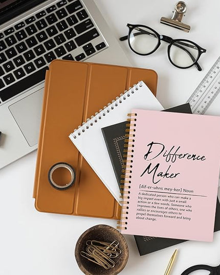 OXW Blush Notebooks for Work, Difference Maker Gift Meeting Notebook Journal for Writing, Employee Appreciation Gifts, Thank You Gifts for Women Men Leader Mentor Boss Manager, 5.5"x8.3"