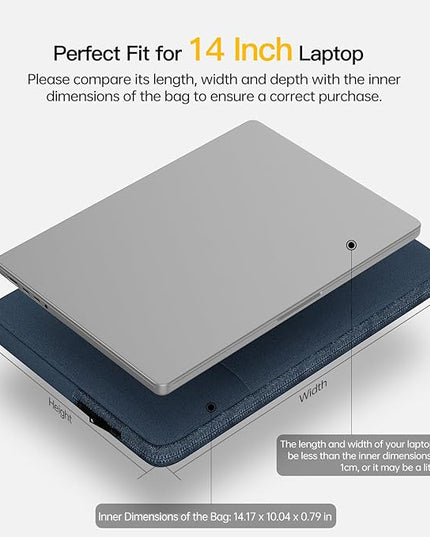 14 inch Waterpoof Laptop Sleeve Case for Dell XPS 15, Insprion 14, Latitude 14, Lenovo Flex 5 14, ideapad 14, HP Chromebook 14, ASUS Vivobook 14, HP Acer Lenovo Dell 14 inch Computer Carrying Bag
