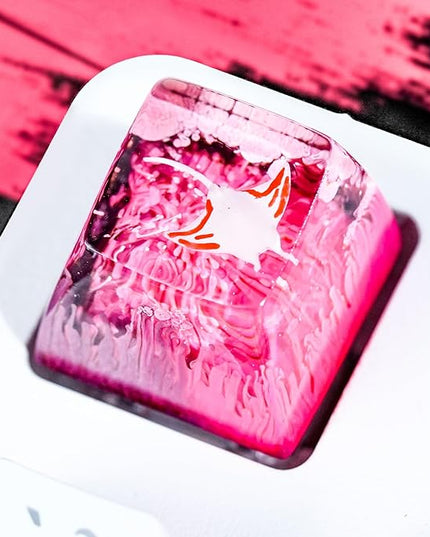 Manta Ray Artisan Keycap Pink Purple Coral Reef R1 SA Profile Custom Sea Creatures Keycaps 1U ESC Handmade Gaming Resin Key Cap Cherry MX Switch Compatible Mechanical Keyboard Manta Ray Lover Gift