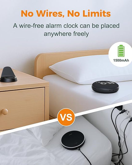 Gianna Vibrating Alarm Clock for Heavy Sleepers - 110dB Loud Alarm Clock, 3 Wake Modes, Auto-Dimming, Rechargeable Battery Operated Bed Shaker for Bedroom and Travel