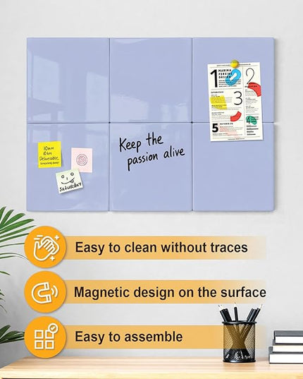 Comix Magnetic Dry Erase Board, 6 Pack, 11.8 x 11.8 Inches, Modular Whiteboard for Fridge, Office and Home, Small White Board Dry Erase Set for Kids, Students, Kitchen Organizer and Planner, Purple