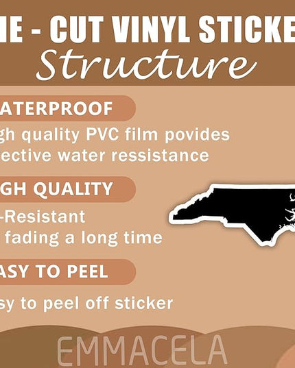 (3PCS) North Carolina Map Stickers, US State Waterproof Vinyl Decals for Tumblers, Water Bottles, Laptops, Books, Scrapbooks, Great for North Carolina Lovers, 3 x 1.3 Inch