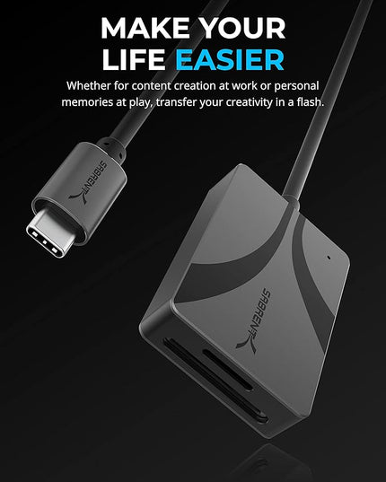 SABRENT USB Type-C Card Reader, Dual-Slot UHS-II SDXC and microSDXC SD 4.0 (CR-CSDM)