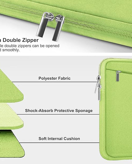 Laptop Case 15.6 inch, Slim Computer Carrying Bag Protective Cover Briefcase with Front Pocket, Durable Laptop Cover for 15-16 Inch HP, Dell, Lenovo, Asus, Notebook, Light Green