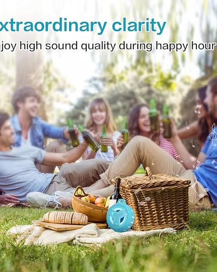 EBODA Waterproof Bluetooth Shower Speaker, IPX7 Floating Portable Wireless Small Speakers, 24H Playtime with RGB Light for Kayak, Beach, Pool Accessories, Gifts for unisex -Sky Blue