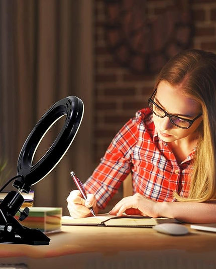 Ring Light Video Conference Lighting Kit 3200k-6500K Dimmable Led Clip on Computer Monitor Laptop Phone for Content Creator (YouTube/TikTok/Twitch) Makeup,Conference,Selfie,Video,Vlog (Black)
