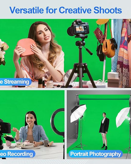 EMART 10X10 FT Green Screen Backdrop Kit, Photography Umbrella with 5500K Bulbs, 10X15 FT Green Backdrop with Spring Clamps, Professional Photography Lighting kit for Studio, Portrait, Video Shooting