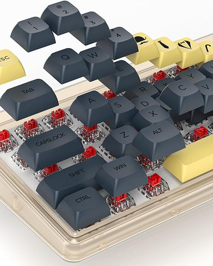 Guffercty kred Black XDA Profile PBT Keycaps, 142-Keys Gentleman Custom keycaps for 60% 65% 75% 100% Fullsize US&ISO Layout Mechanical Gaming Keyboard (Gentleman)