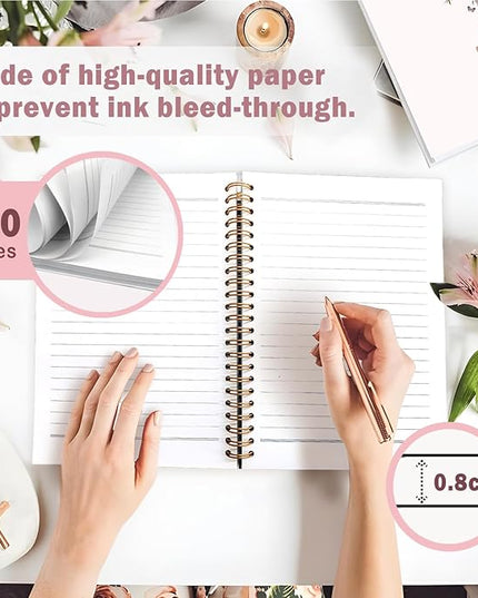 Lacama Pink Initial Letter L Notebook Journal, Trendy Wildflower Personalized Spiral Notebook, Customized Monogrammed Gifts, Birthday Gifts for Women, School Supplies, Office Supplie 5.5x8.3