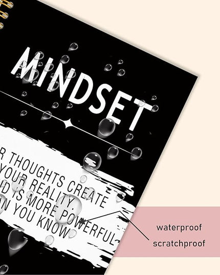 Mindset Inspirational Notebook Journal, Motivational Office Notebooks for Work, Inspirational Gifts for Women Men Coworker, Black Hardcover Spiral Notebook 5.5x8.3